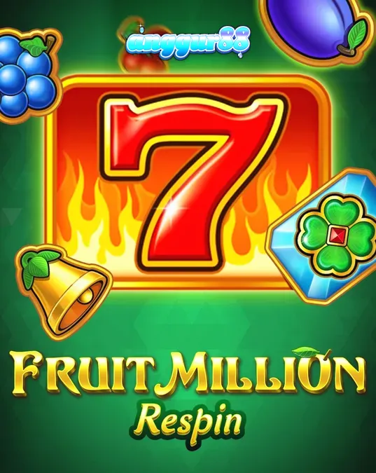 Tampilan visual mesin slot Fruit Million Respin dengan simbol buah klasik dan latar belakang hijau cerah.